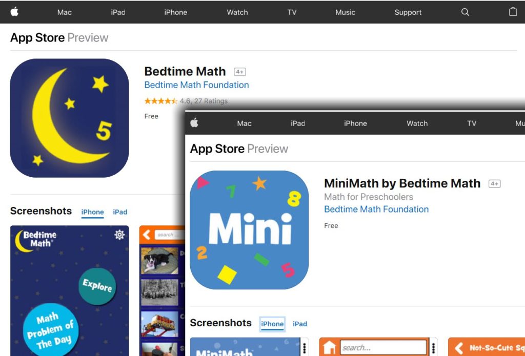 Bedtime Math App Store Images